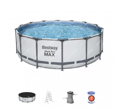 Круглый каркасный бассейн Bestway 427х122см+фильтр-насос, лестница, тент, 5612X